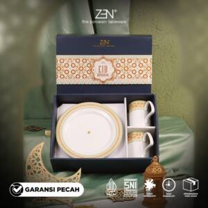 ZEN Hampers Lebaran Dinner Set 2 Piring 2 Mug Keramik Royal Mozaic isi 4 pcs + Box Sliding