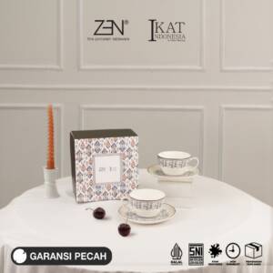 ZEN x Didiet Maulana Cup Saucer Cangkir Keramik Blue Pinggan Smarana isi 2 pcs + Giftbox