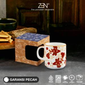ZEN Mug Gelas Keramik Blessing Fish Fortune 350ml 1pcs + Box