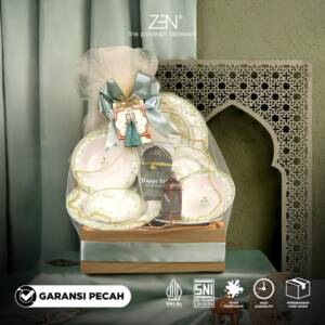 ZEN Hampers Lebaran Dinner Set Piring Makan Mangkuk Mug Keramik Botanical Garden C isi 8 pcs
