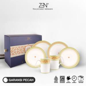 ZEN Hampers Lebaran Piring Salad Piring Snack Mug Gelas Keramik Royal Mozaic isi 6 pcs + Box Sliding copy