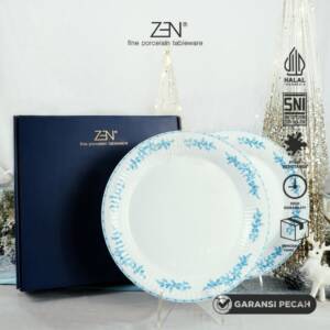 ZEN Piring Makan Keramik Dinner Plate Twinkle Blue Diameter 27 cm - Aesthetic Hadiah Kado isi 2 pcs + Box