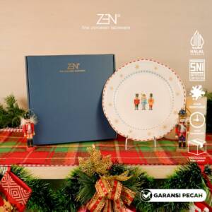 ZEN Piring Makan Keramik Starry Nutcracker - Dinner Plate Hadiah Kado Natal isi 2 pcs + Box