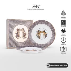 ZEN X Ghea Ramayana Wayang Kulit Piring Makan Keramik Aspen Diameter 27 cm isi 2 pcs + Box