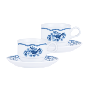 Earth Garden Navy – Cup & Saucer/ Cangkir Keramik 2 pairs + Box