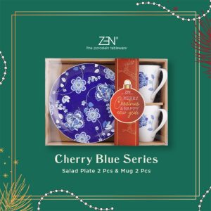 Hampers/Parcel Holiday Batik Floral Blue Piring Mug Keramik