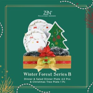 Hampers/Parcel Piring Keramik Winter Forest Christmas Tree Green