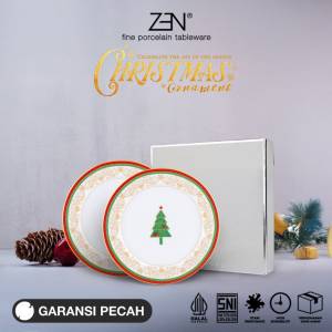 ZEN Piring Snack Keramik Christmas Ornament 2 pcs + Box
