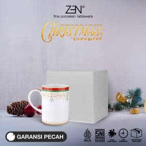 ZEN Mug Gelas Keramik Christmas Ornament ukuran 310 ml 1 pcs + Box