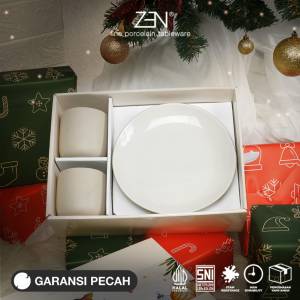 ZEN Hampers Christmas Natal Estetik Piring Mug Keramik Stoneware Purity + Box