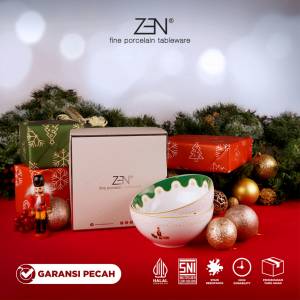 ZEN Bowl Mangkok Keramik Christmas Nutcracker 2 pcs + Box