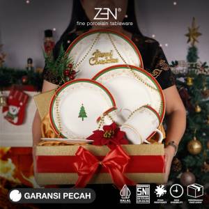 ZEN Hampers Christmas Natal Estetik Dinner Set Piring Makan Mug Keramik Set Christmas Ornament C