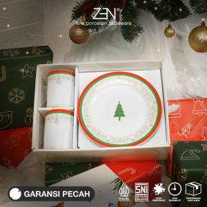 ZEN Hampers Christmas Natal Estetik Piring Mug Keramik Christmas Ornament + Box