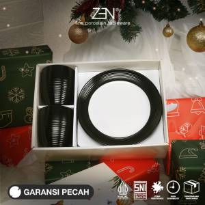 ZEN Hampers Christmas Natal Estetik Piring Mug Keramik Stoneware Classic Noir + Box