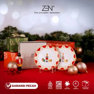ZEN Piring Snack Keramik Christmas Nutcracker 2 pcs + Box