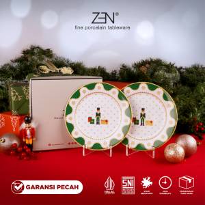 ZEN Piring Salad Keramik Christmas Nutcracker 2 pcs + Box
